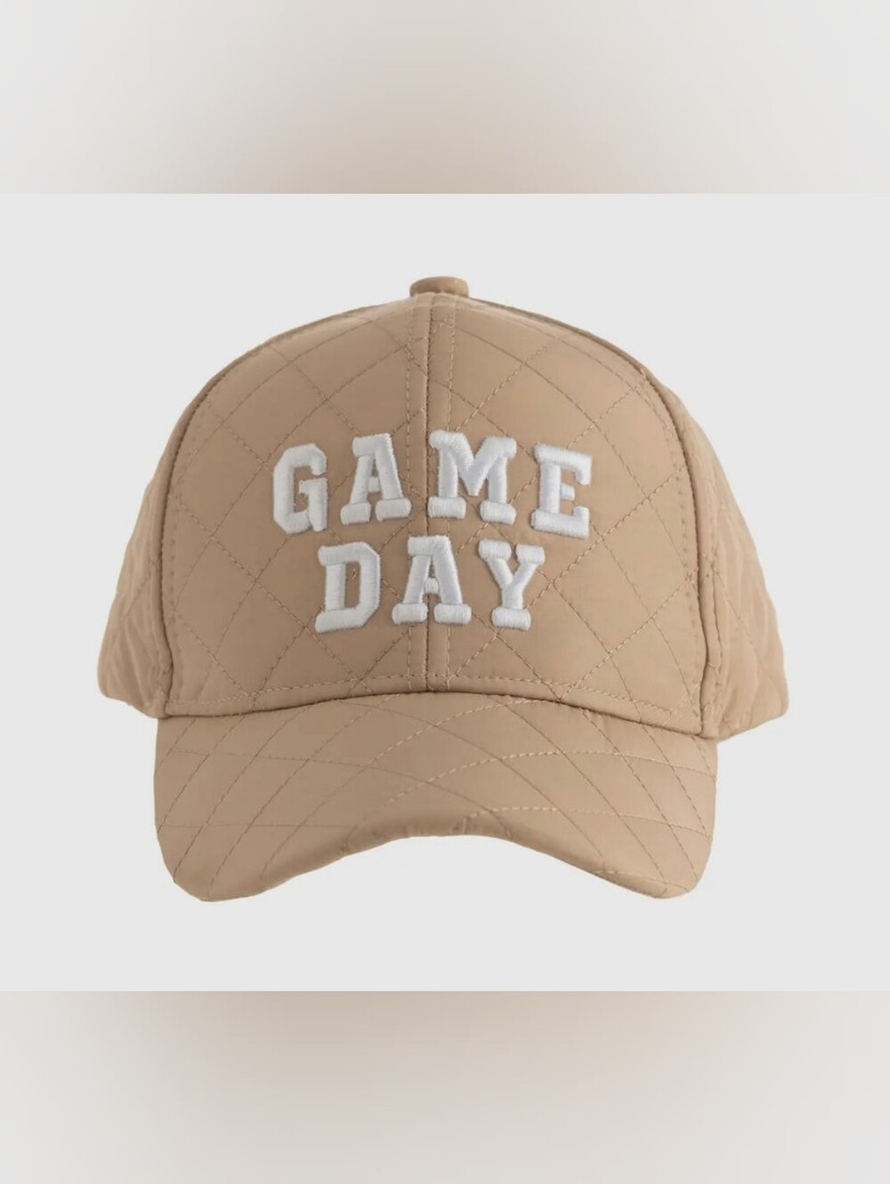 Shiraleah Tan Quilted "GAME DAY" Embroidered Baseball Cap Hat